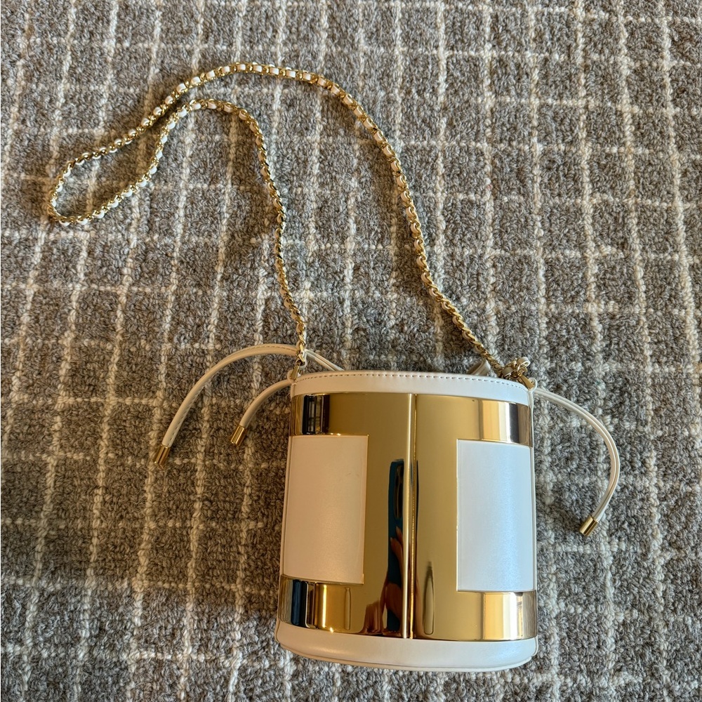 Elisabetta Franchi Structured gold and white purse